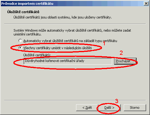 Instalace certifikátu - krok 3