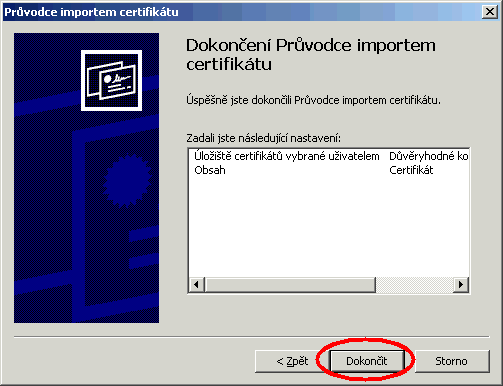 Instalace certifikátu - krok 4