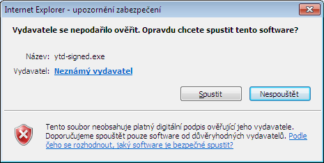 Windows 7: spuštění nepodepsané aplikace