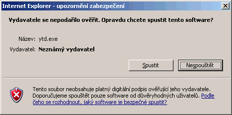 Windows XP: spuštění nepodepsané aplikace