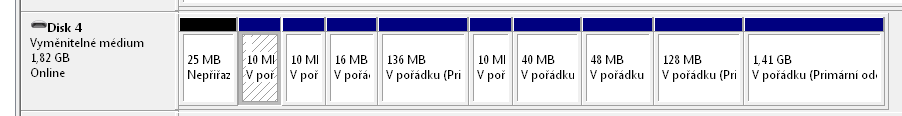 PRS-T1 v obnovovacím režimu, jak ji vidí Správce logických disků