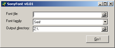 SonyFont.exe - hlavní okno