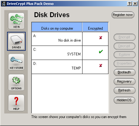 Interface pro šifrování disků